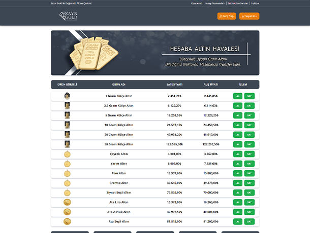 Zayn Gold E-Ticaret Sitesi
